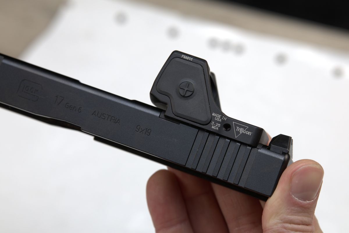 Completed Trijicon RMR installation on Glock 17 Gen 6 DCA slide